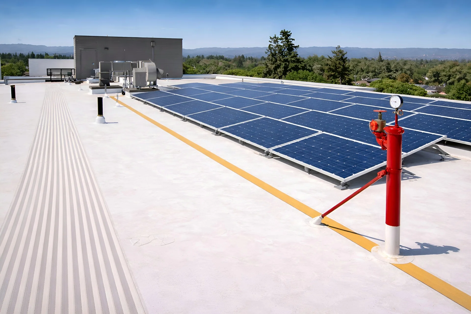 Flachdachsanierung und Dachvorbereitung für Photovoltaikanlagen auf Industriehallen, Gewerbeobjekten und Immobilienportfolios.